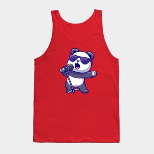 Cute Panda Singing Cartoon Tank Top